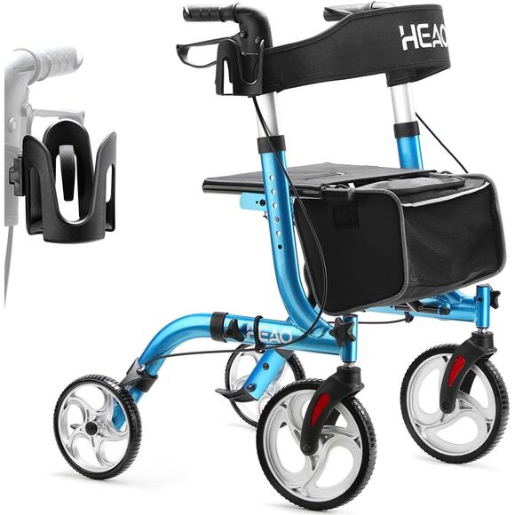 HEAO Rollator Walker for Seniors, Rolling Walkers with Cup Holder and 10" Wheels - Picture 1 of 12